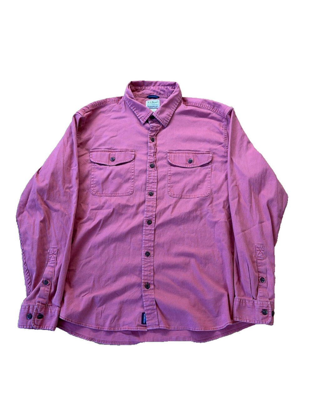 LL Bean Mens Pink Cotton/Tencel Blend Button Up Large